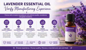 lavender essential oil Verify manufacturing experience.