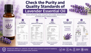 Check the purity and quality standards of the lavender essential oil.