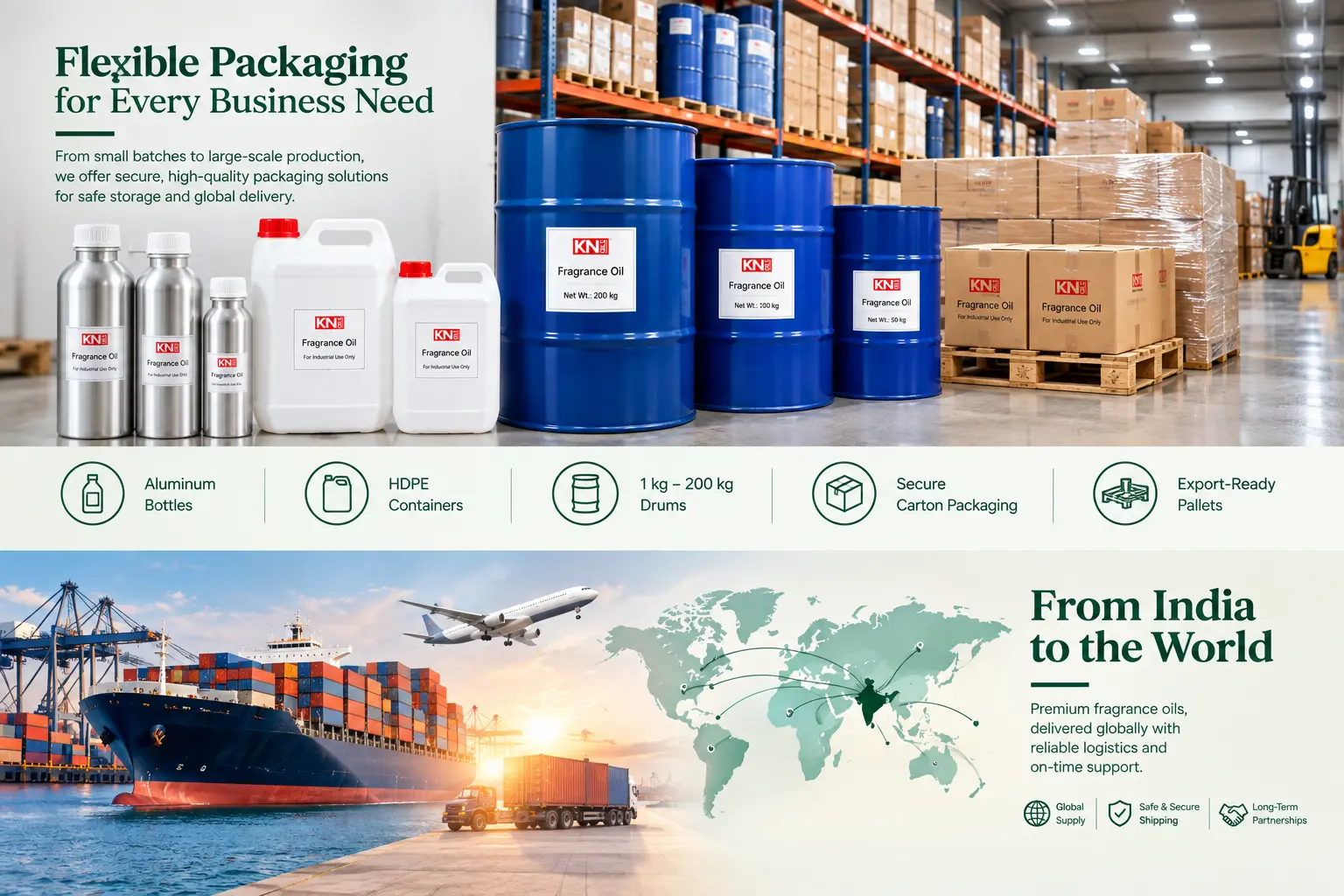 Kanha Nature Oils flexible packaging and worldwide export from India to 30+ countries