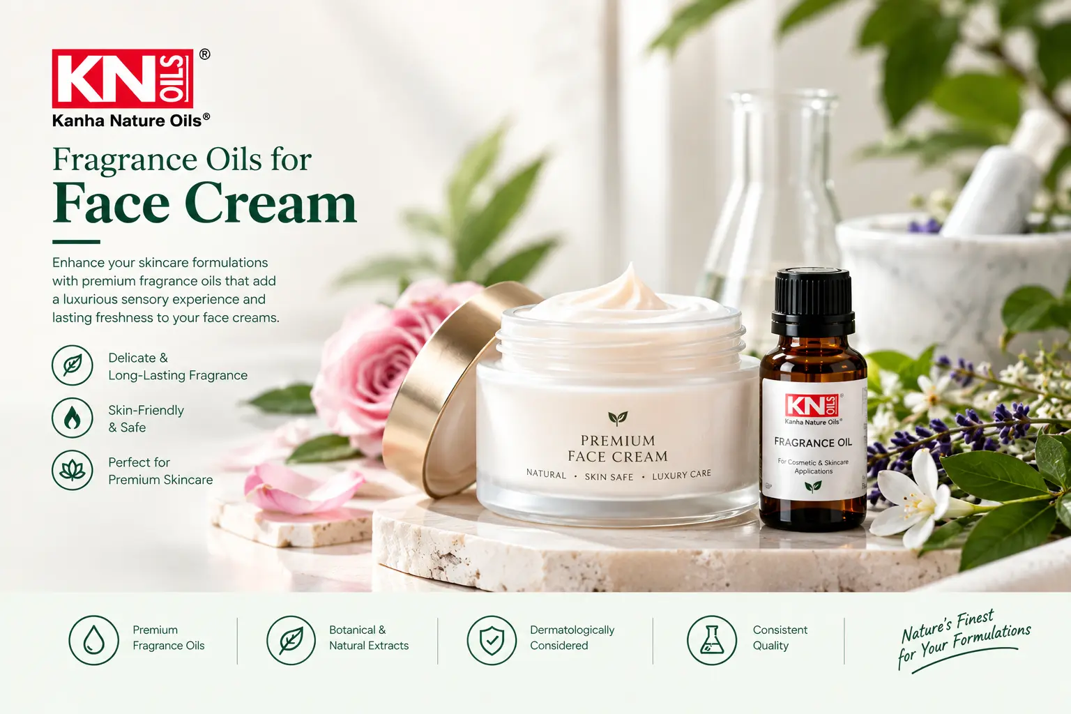Kanha Nature Oils fragrance oils for face cream manufacturers - skin-safe formulations Kanha Nature Oils fragrance oils for face cream manufacturers - skin-safe formulations