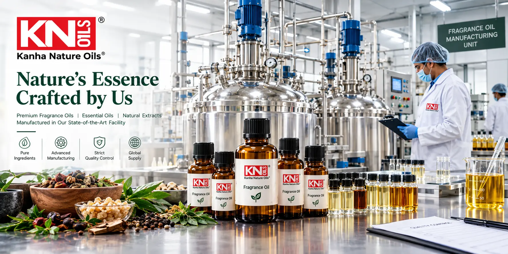 Kanha Nature Oils fragrance oil manufacturing unit with advanced processing equipment