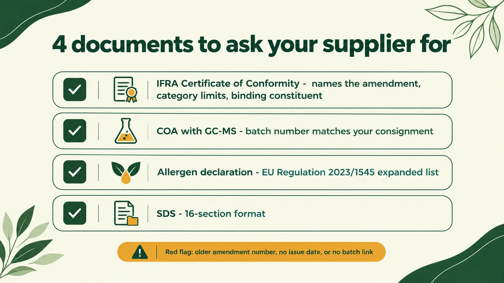Four documents to ask an essential oil supplier for before ordering