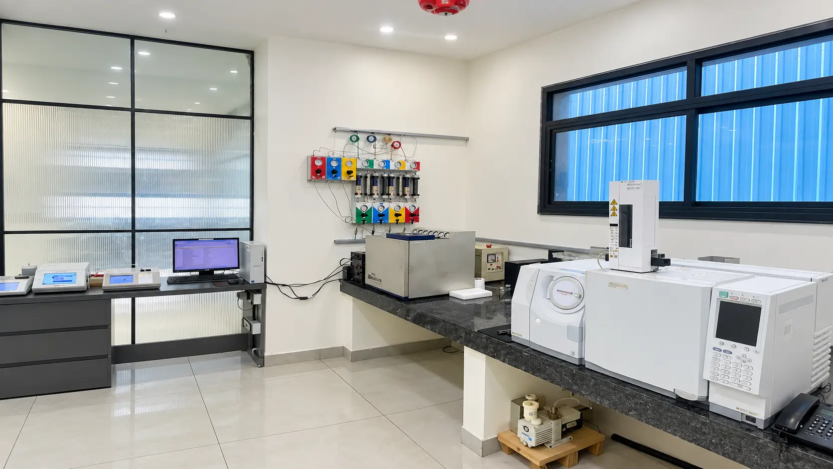 Quality control laboratory at Kanha Nature Oils, Bahadurgarh, India